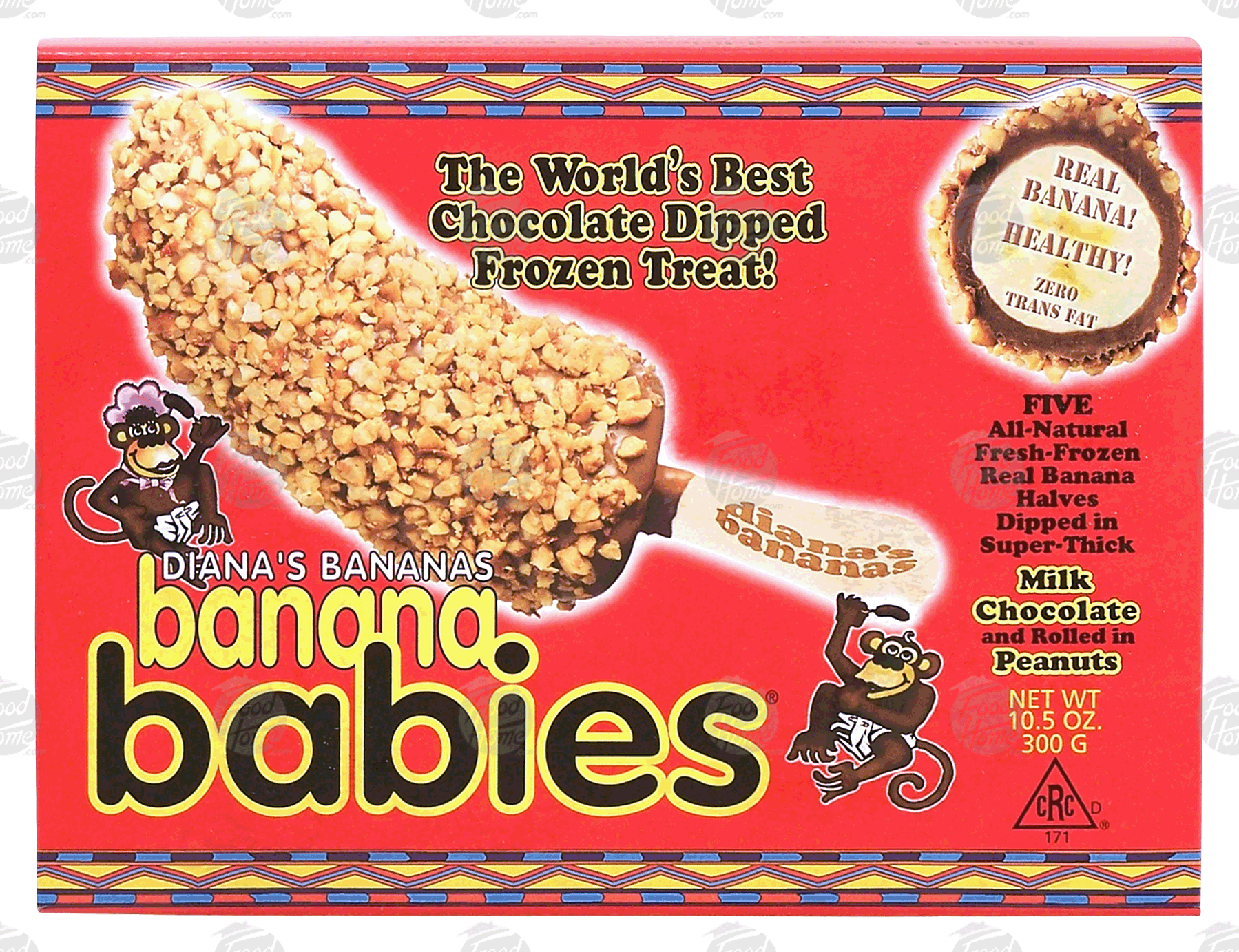 Diana's Bananas banana babies frozen banana halves dipped in milk chocolate and rolled in peanuts, 5-count Full-Size Picture